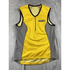 ASSOS Men's Cycling Jersey XL 3/4 Zip Yellow Black Sleeveless Back Pockets